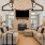 a living room with a fireplace