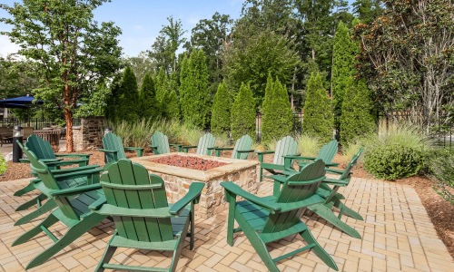 a group of chairs on a patio