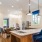 a kitchen with a marble island