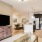 a living room with a tv and a table